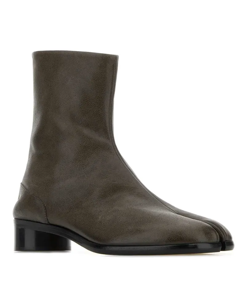 Maison Margiela Men's Olive Green Leather Tabi Ankle Boots Coldbrown Stivali Brown