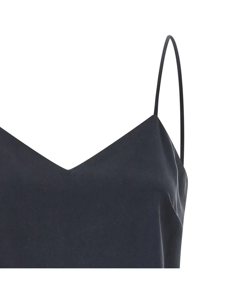 Max Mara Washed Silk Sweetheart Neckline Tank Top — Gray Gray