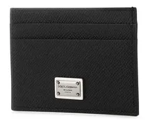 Men's Vitello Leather Card Case Black Calfskin Cases