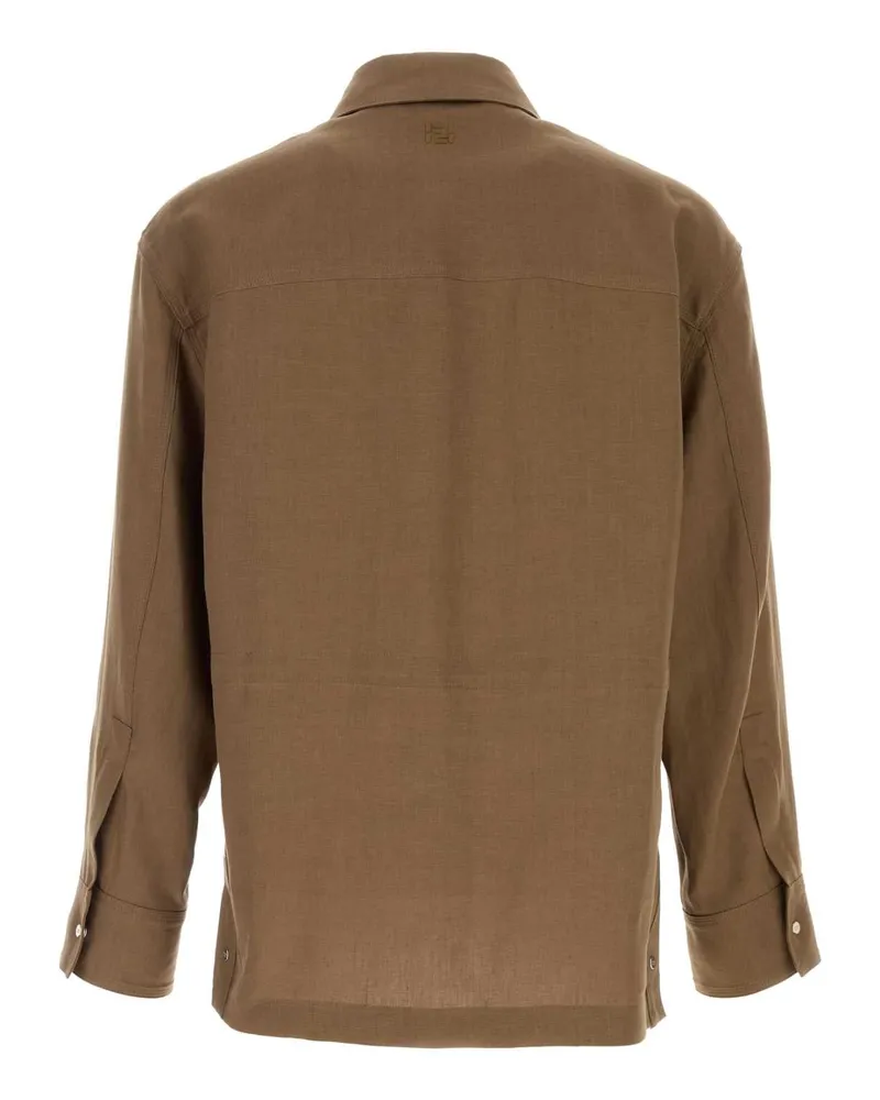 Fendi Gianduia Exterior: Linen Giacche E Gilet Jacket Beige
