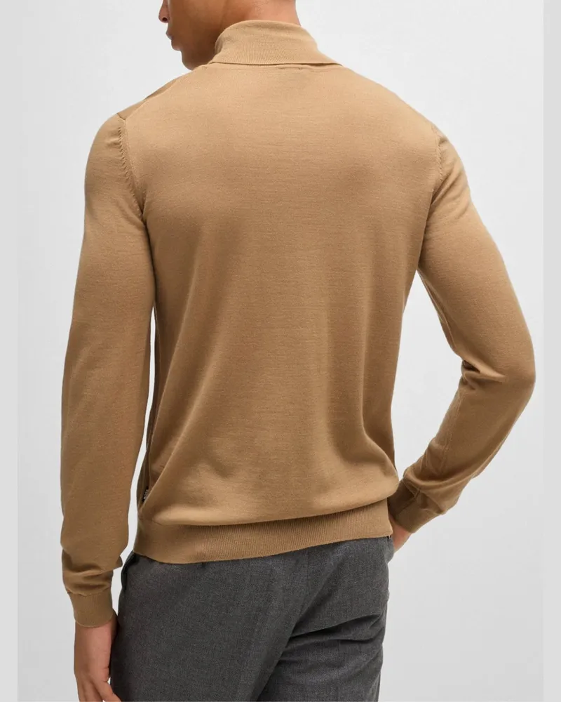 HUGO BOSS Men's Musso Turtleneck Sweater Beige Clothing > Knitwear Beige