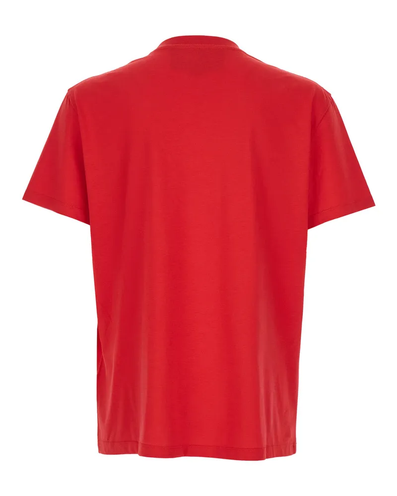 Valentino Garavani Men's Red Crewneck T-Shirt With Vlogo Cotton T-Shirts And Polos Red