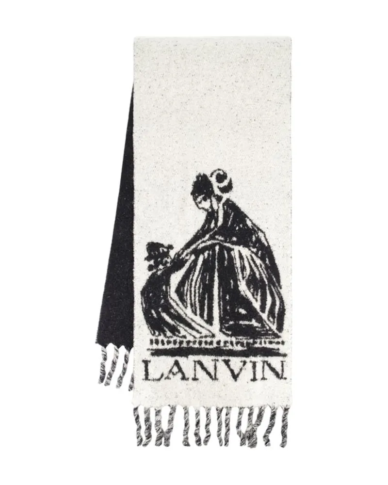 Lanvin Women's Fluffy Mere Et Lenfant Scarf -  Wool White Accessories White