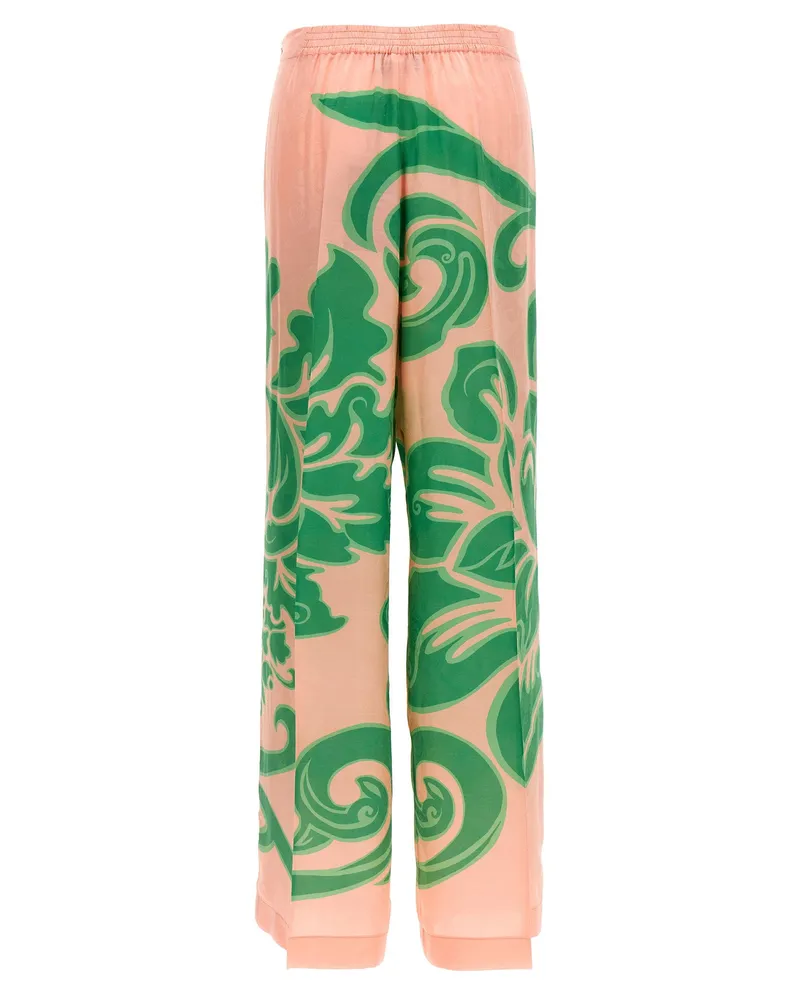 Etro Printed Silk-Viscose Trousers — Blush Blush