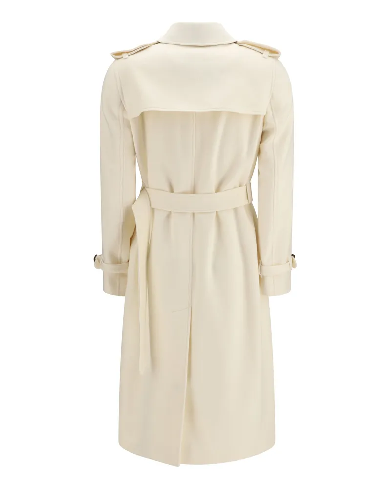 Burberry Cashmere Trench Coat — White 