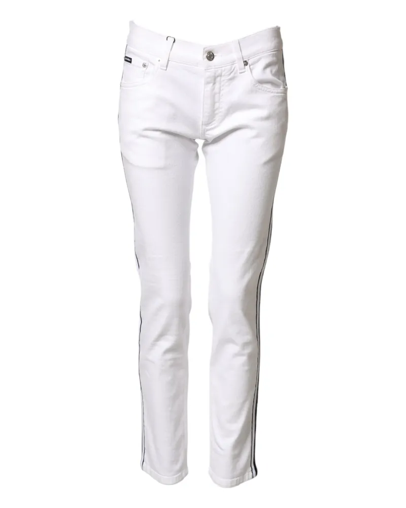 Dolce & Gabbana White Cotton Stretch Skinny Men Denim Jeans Elastane Clothing White