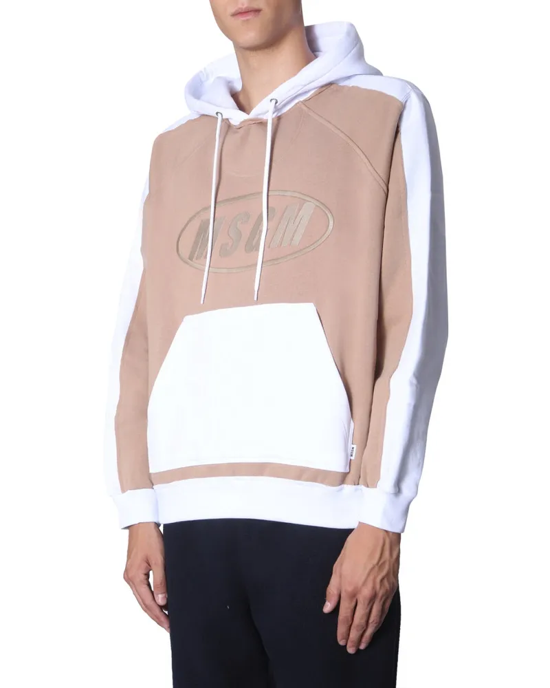 MSGM Oversize Hooded Hooded Sweatshirt — White White