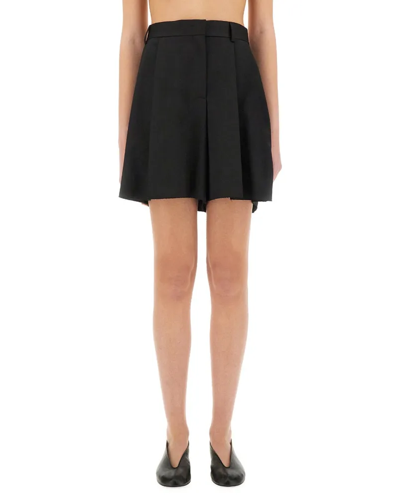 Moschino Asymmetrical Virgin Wool Bermuda Shorts — Black Black