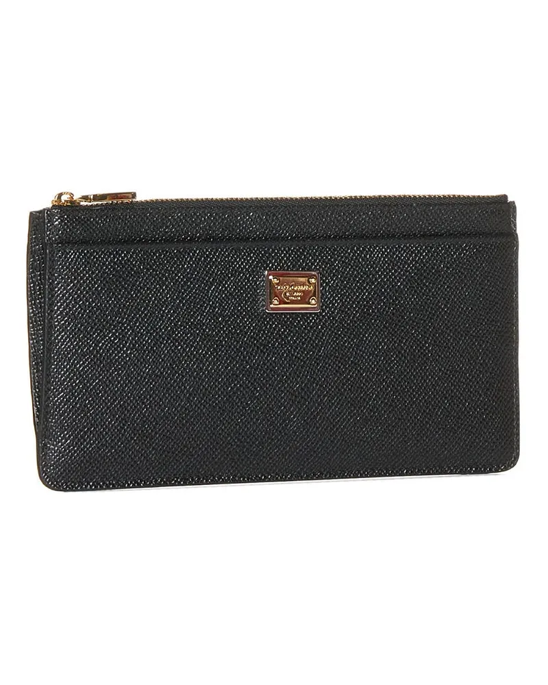 Dolce & Gabbana Women's Large Black Dauphine Leather Card Case Calf Wallets & Purses Black