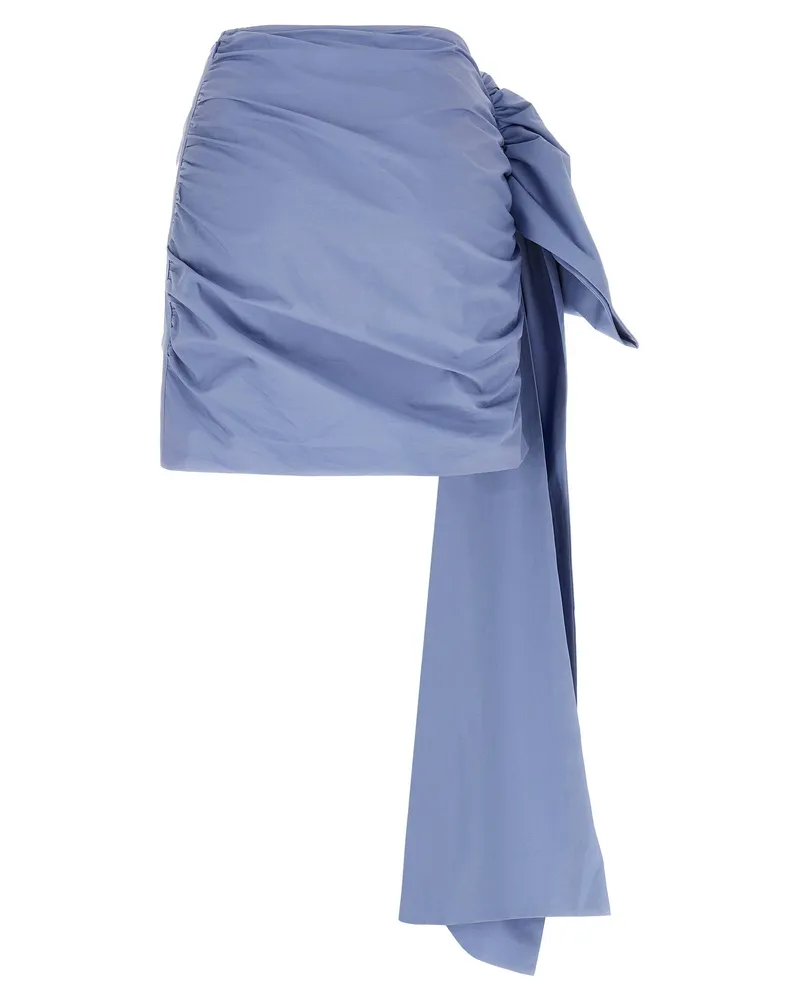 Self-Portrait Tie-Side Cotton Skirt — Blue Blue