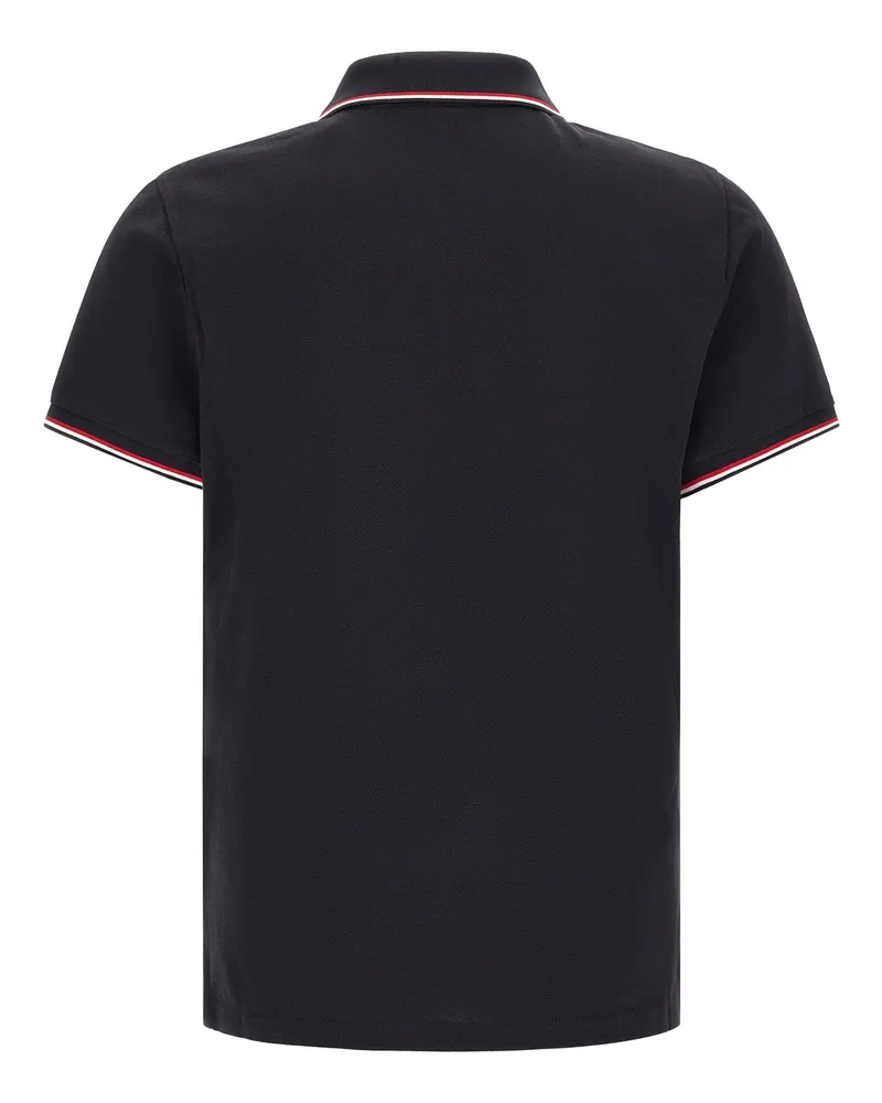 Moncler Men's Blue Cotton Polo Shirt Black