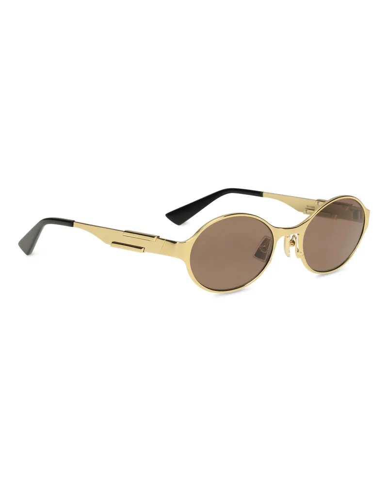 Bottega Veneta Women's Oval Sunglasses Gold-Brown Gold-Gold-Brown Metal Gold/gold/brown Gold