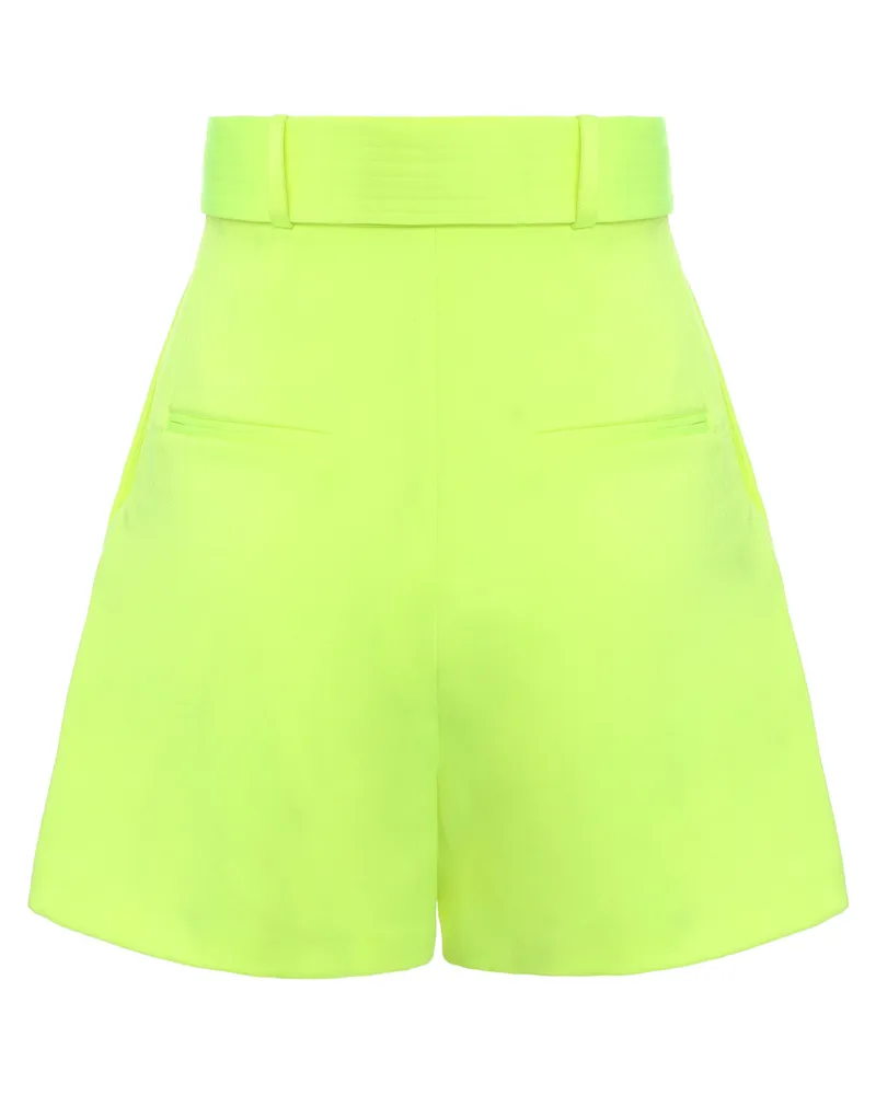 Alex Perry Women's Belted Yellow Shorts Triacetate Yellow
