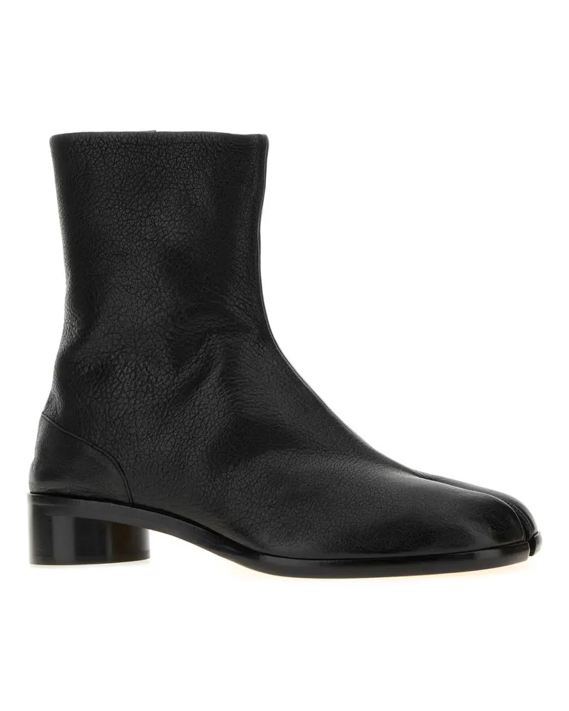 Maison Margiela Men's Black Leather Tabi Ankle Boots Stivali Black