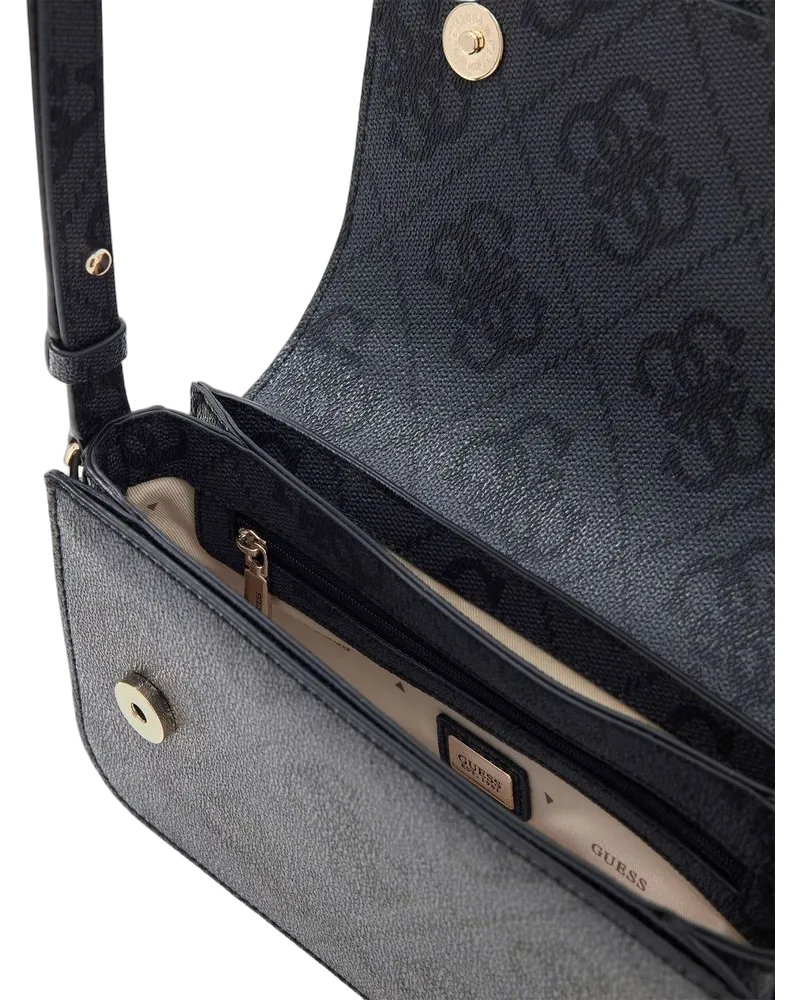 Guess Women's Crossbody Bag Coal Logo Polyurethane Crossbody-bags Black