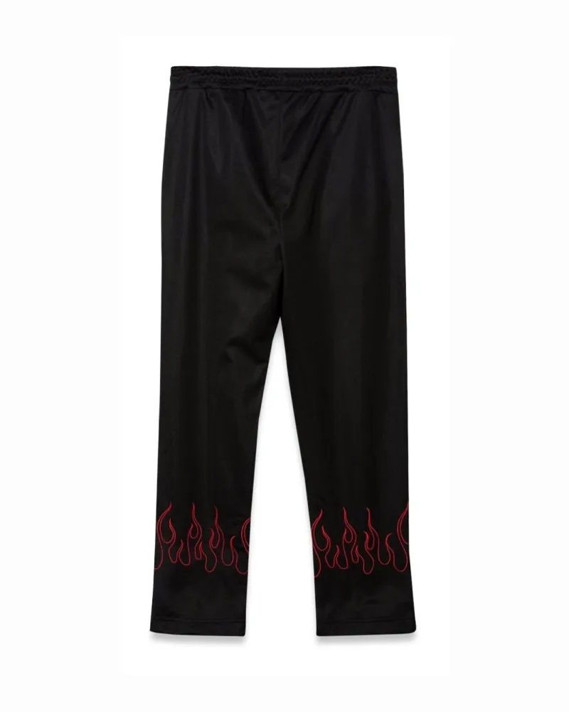 Vision Of Super Red Flame Embroidered Trousers — Black Black