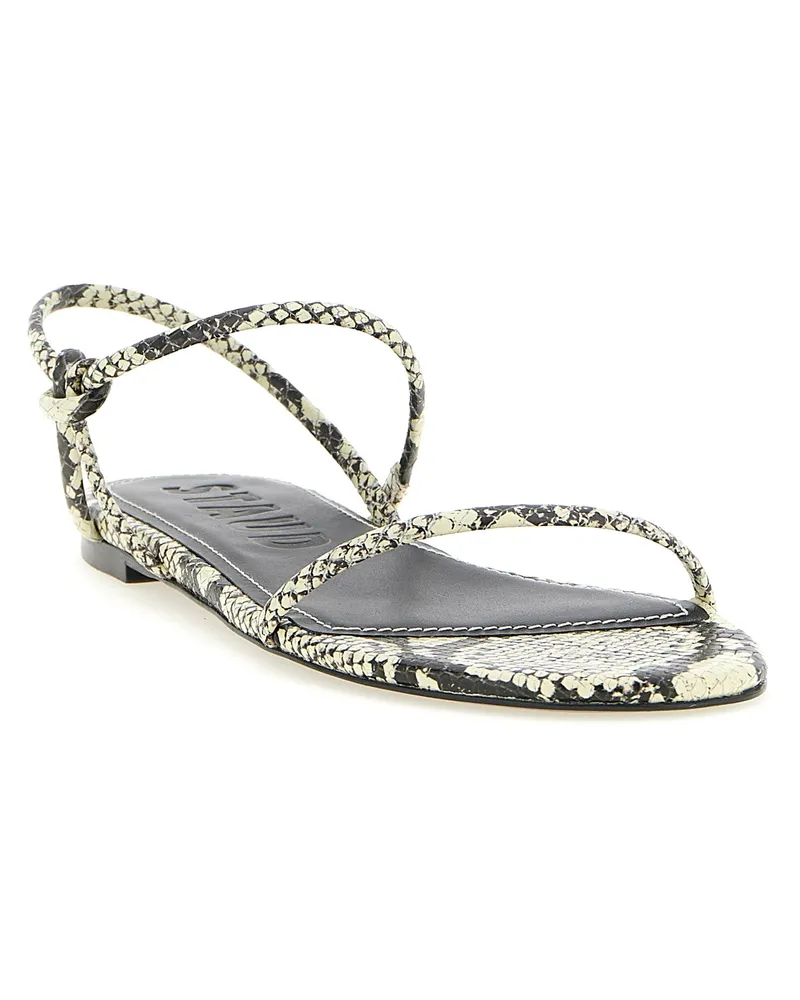 STAUD Women's Bicolor Cowhide Flat Sandals White