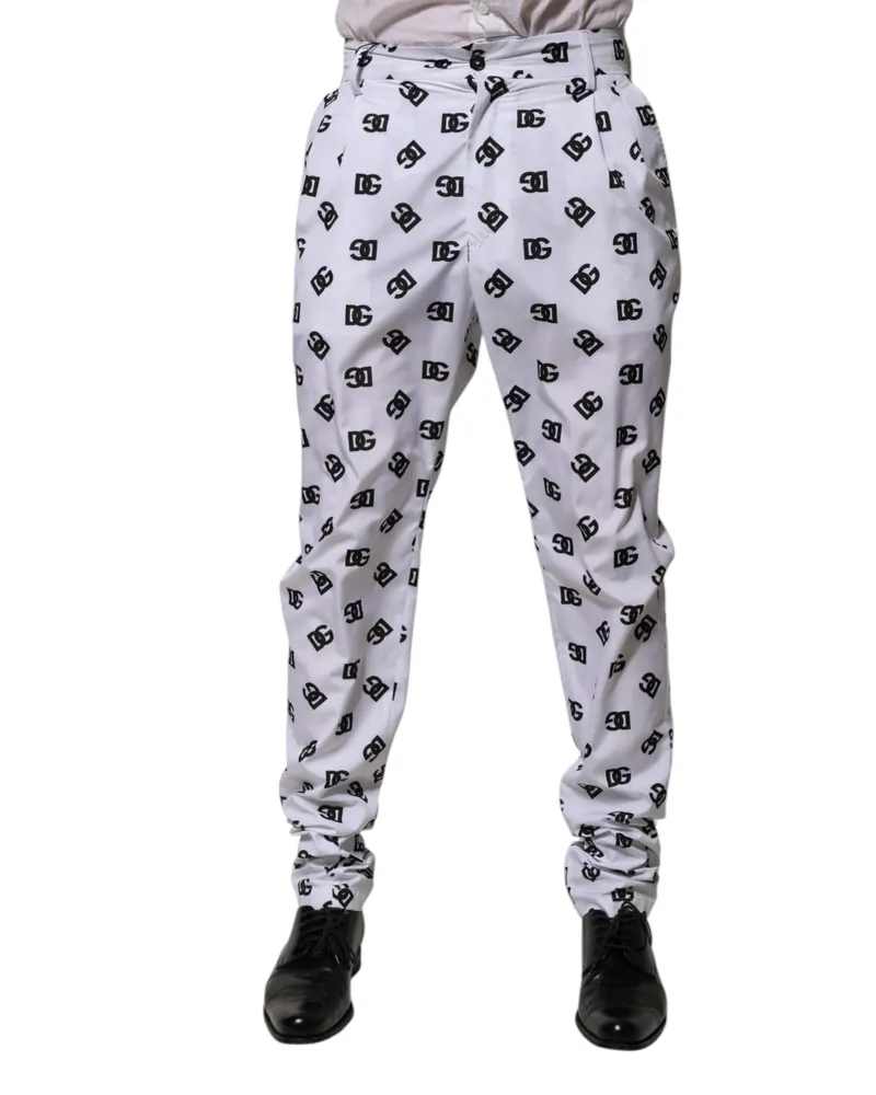 Dolce & Gabbana Men's Logo-Print Polyester Trousers White White
