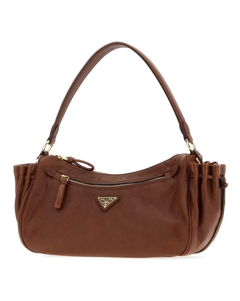 Prada Women's Caramel Leather Small Shoulder Bag Palissandro Borse A Mano Brown
