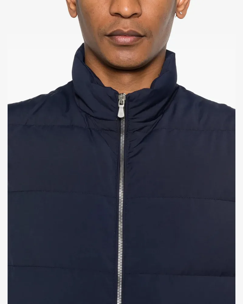 Eleventy Men's Zip Quilted Gilet Ss26 M Navy