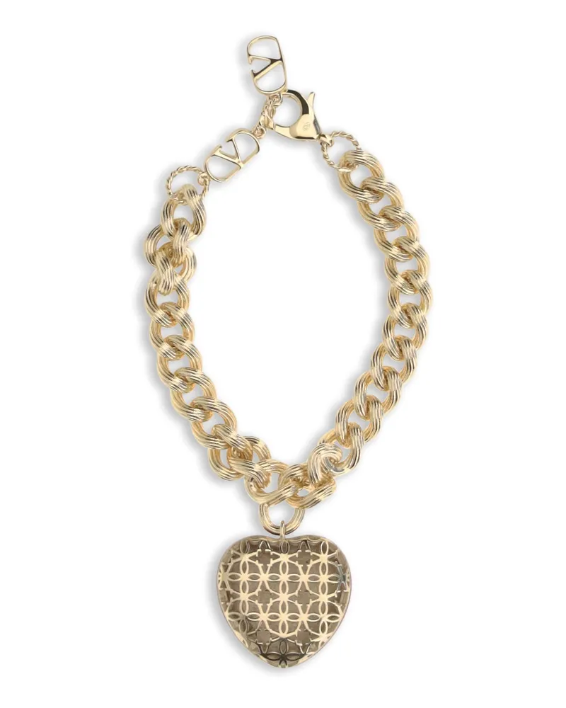 Valentino Garavani Women's Coeur Royal Chain Bracelet Oro-Rosso Brass Bracelets Oro/rosso Gold