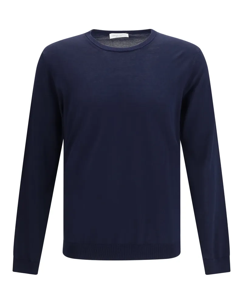 Roberto Collina Men's Cotton Crew Neck Sweater Navy Navy