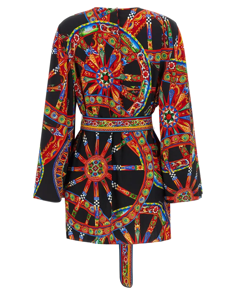 Dolce & Gabbana Women's Multicolor Silk Short Dress Black