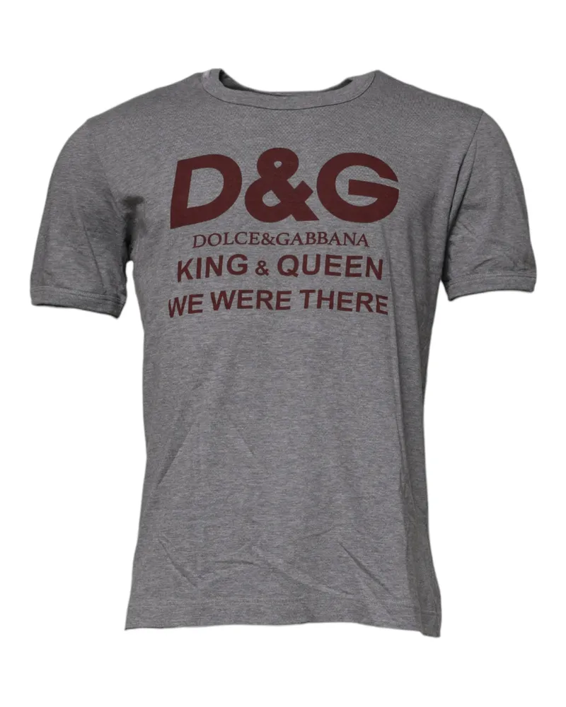 Dolce & Gabbana Gray Logo Print Cotton Crew Neck Men T-Shirt Gray