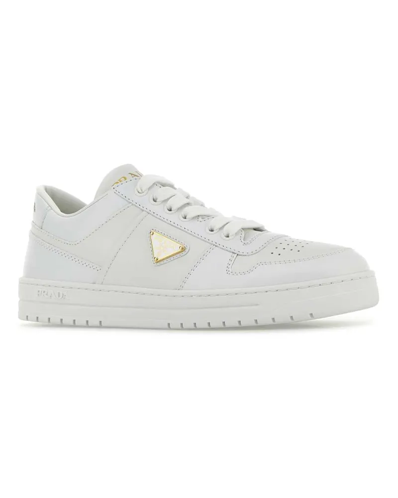 Prada Women's White Leather Downtown Sneakers Bianco Vitello White