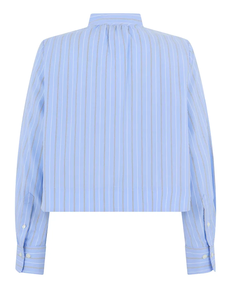 Veronica Beard Women's Cropped Striped Blouse Ice Blue-Multicolour Viscose Blouses Blue/multicolour Shirt Blue