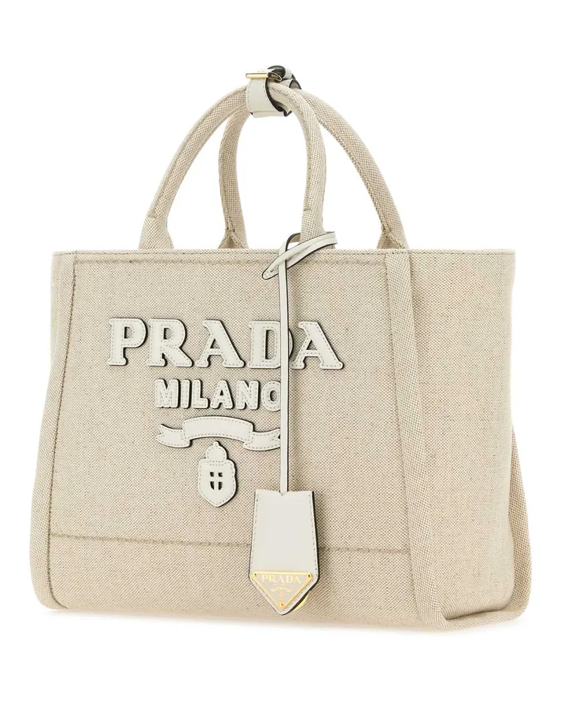 Prada Women's Sand Canvas Shopping Bag Naturalebianco Borse A Mano Beige
