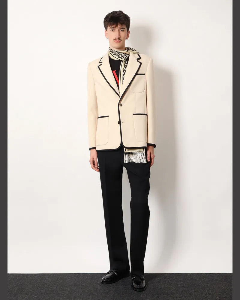 Valentino Garavani Men's Single-Breasted Virgin Wool Blazer White Blazers Jacket Beige
