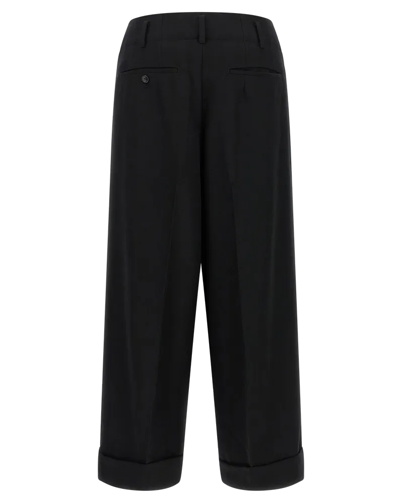 Comme des Garçons Virgin Wool Wide-Leg Trousers — Black Black