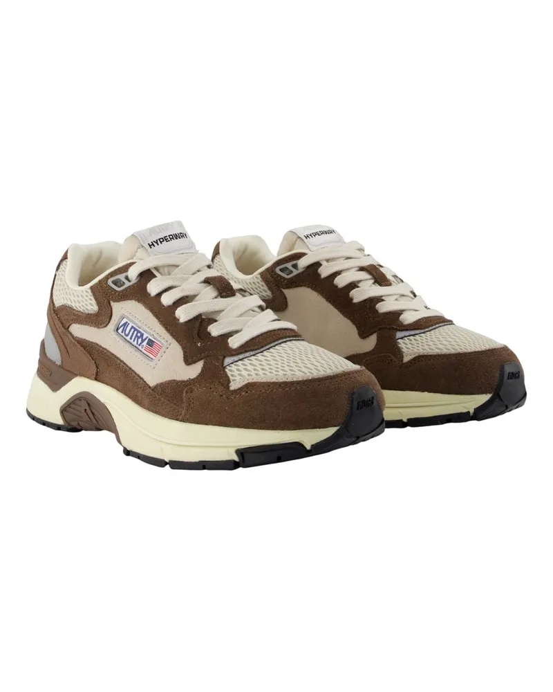 AUTRY Women's Hyperway Low Sneakers -  Leather Brown Calfskin Shoes Brown