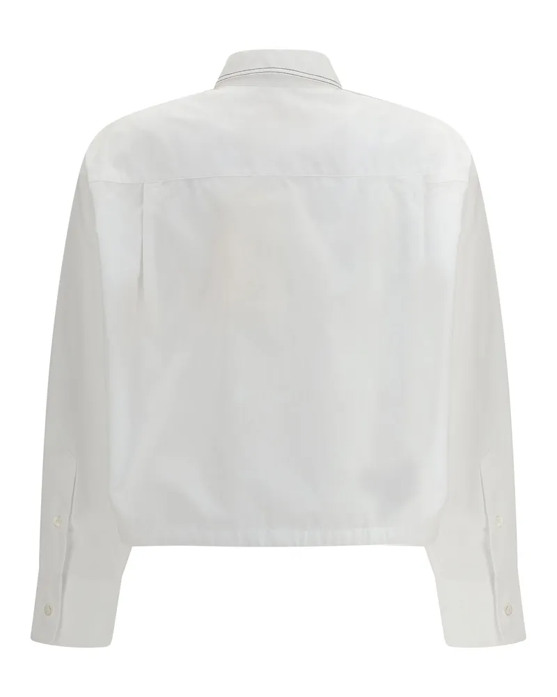 Marni Women's Cropped Long-Sleeve Shirt Lily White Cotton White