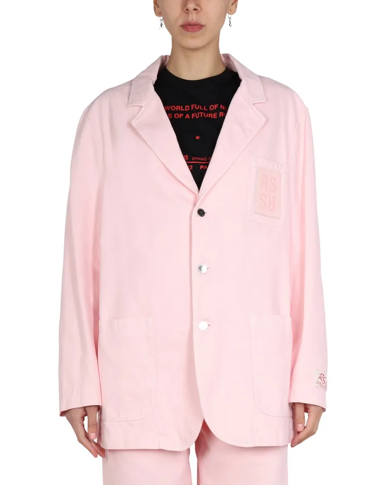 Raf Simons Logo Patch Cotton Jacket — Pink Pink