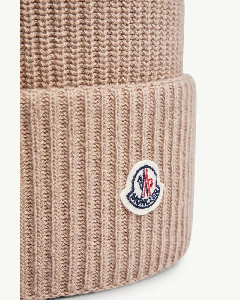 Moncler K20933B00032M1241 Ribbed Wool-Blend Beanie — Beige Beige