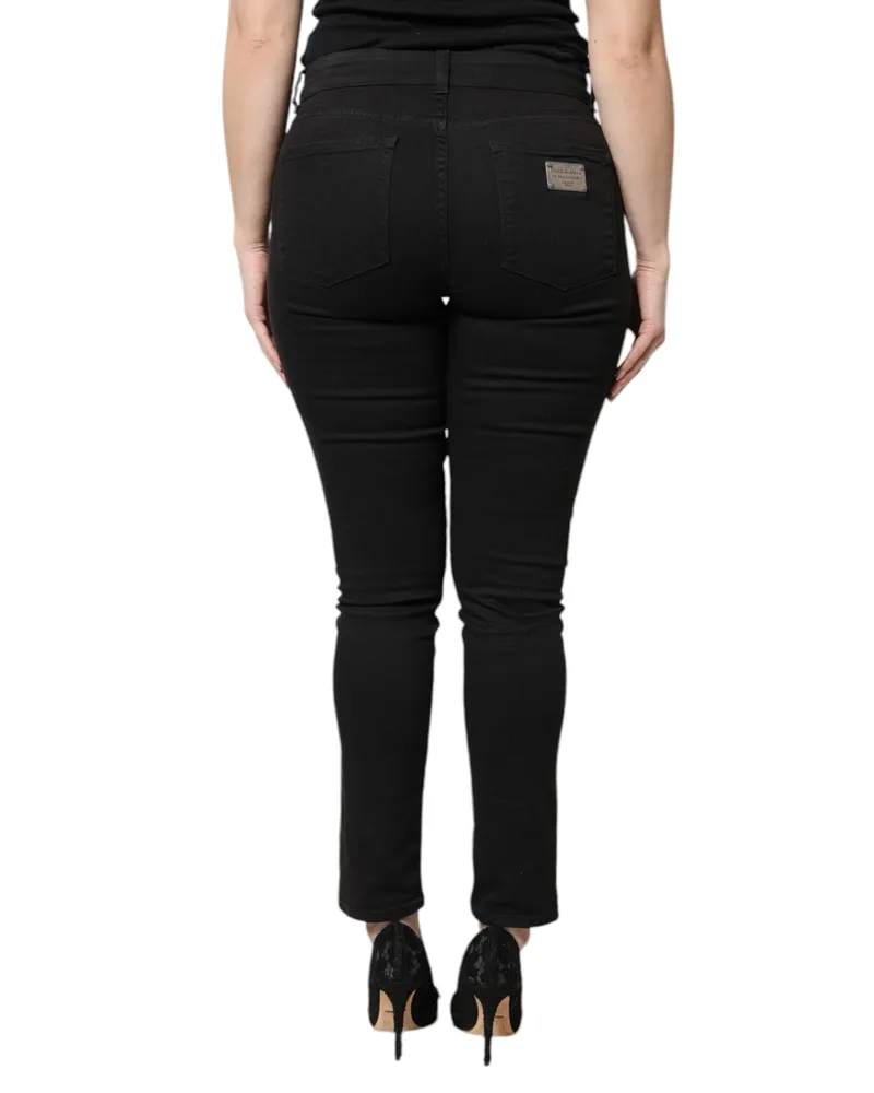 Dolce & Gabbana High-Waist Skinny Denim Jeans — Black Black
