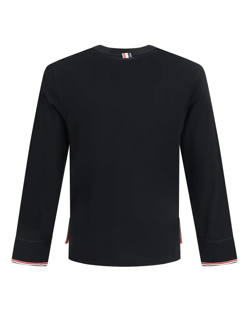 Thom Browne Buttoned Merino Wool Sweater — Black 