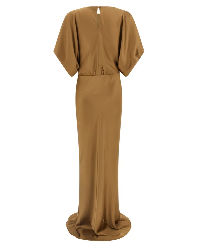 Norma Kamali Women's Beige Polyester Long Dress Beige