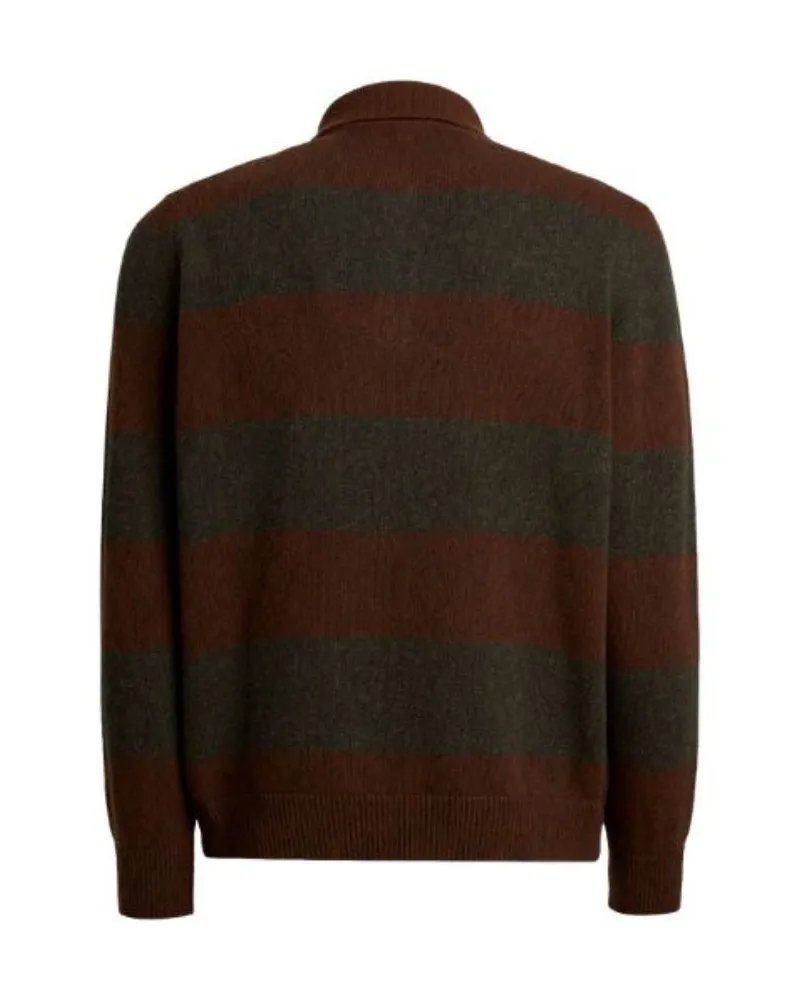Etro Striped Wool Polo Sweater — Brown Brown