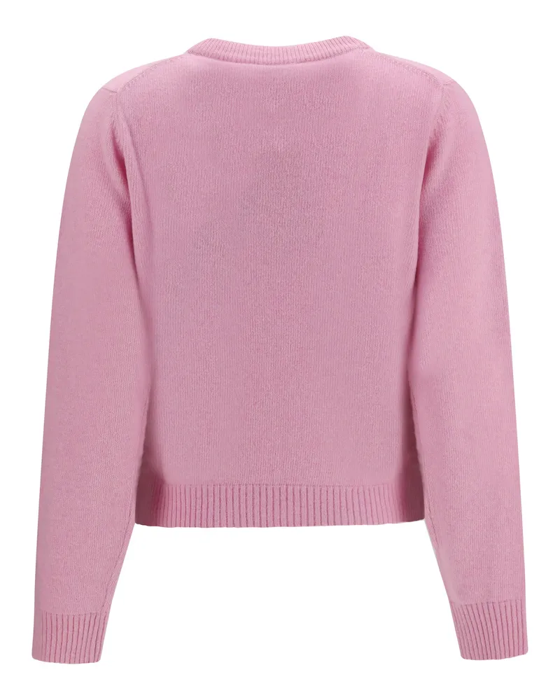 Ganni Tiger Graphic Wool Sweater — Pink Pink
