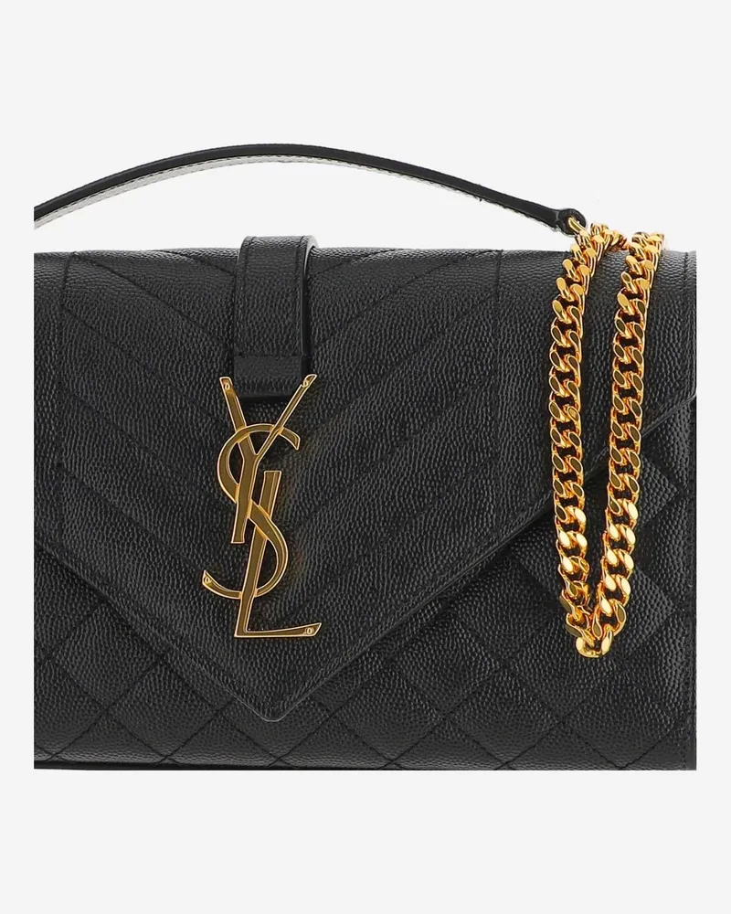 Saint Laurent Envelope Shoulder Bag — Black Black