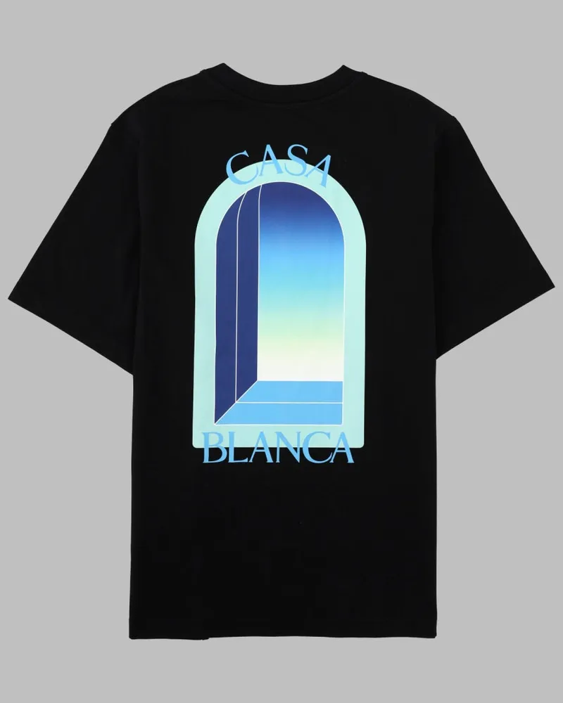 Casablanca Paris Printed Organic Cotton T-Shirt — Black Black