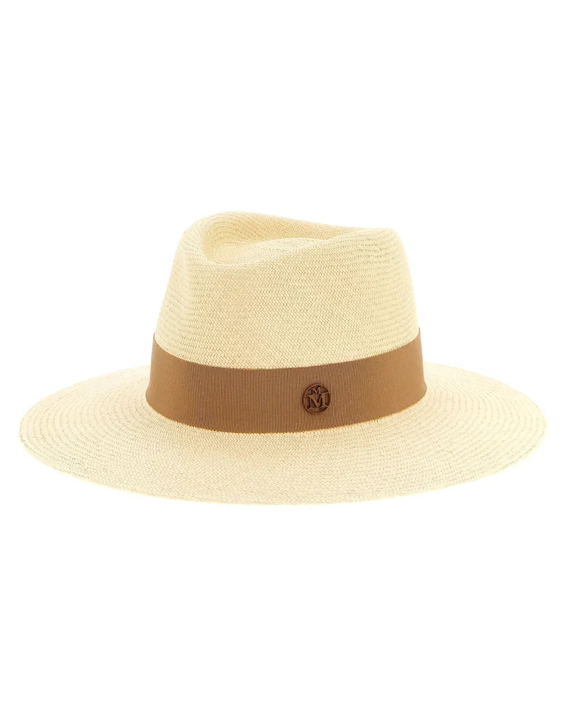 Maison Michel Women Beige Straw Fedora Accessory Beige