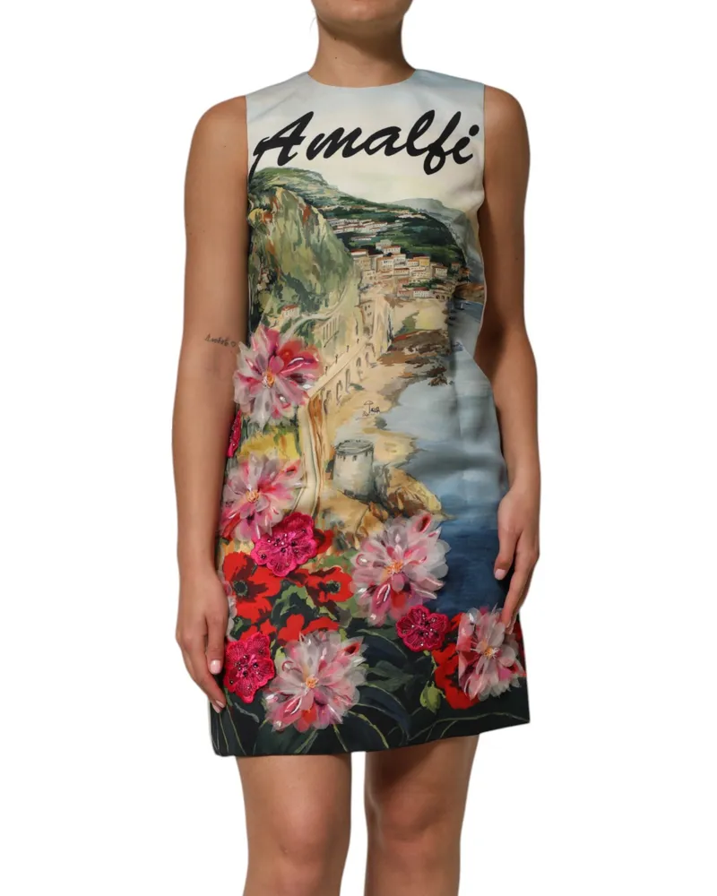 Dolce & Gabbana Women Multicolor Crystal Embellished Mini Dress Silk Multicolor