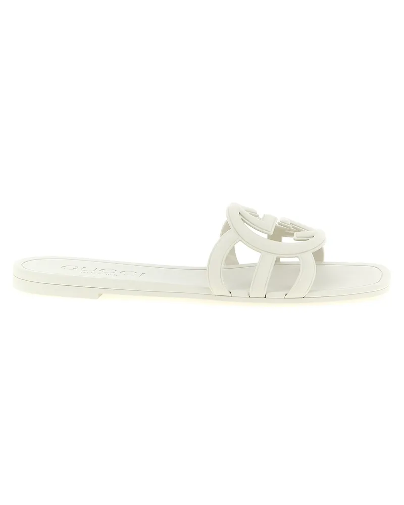 Gucci Women's Gray Rubber Slides Shoe White