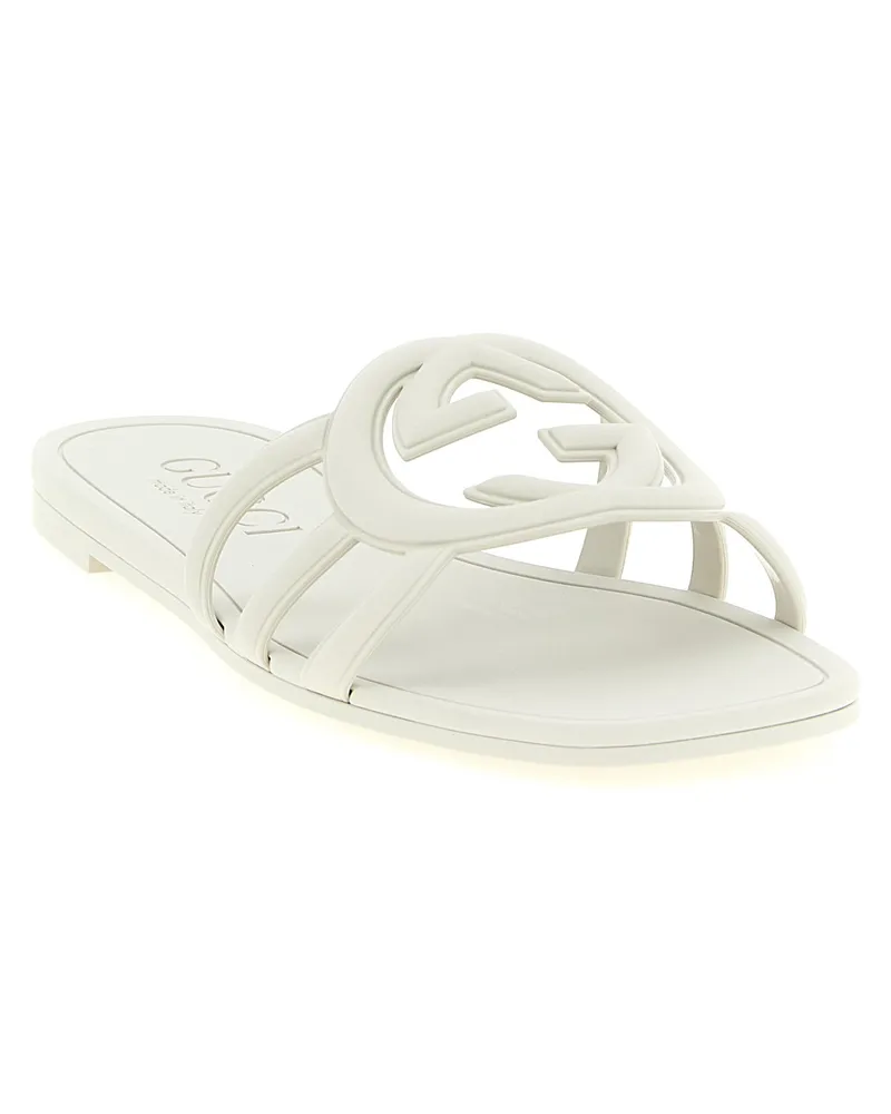 Gucci Women's Gray Rubber Slides Shoe White