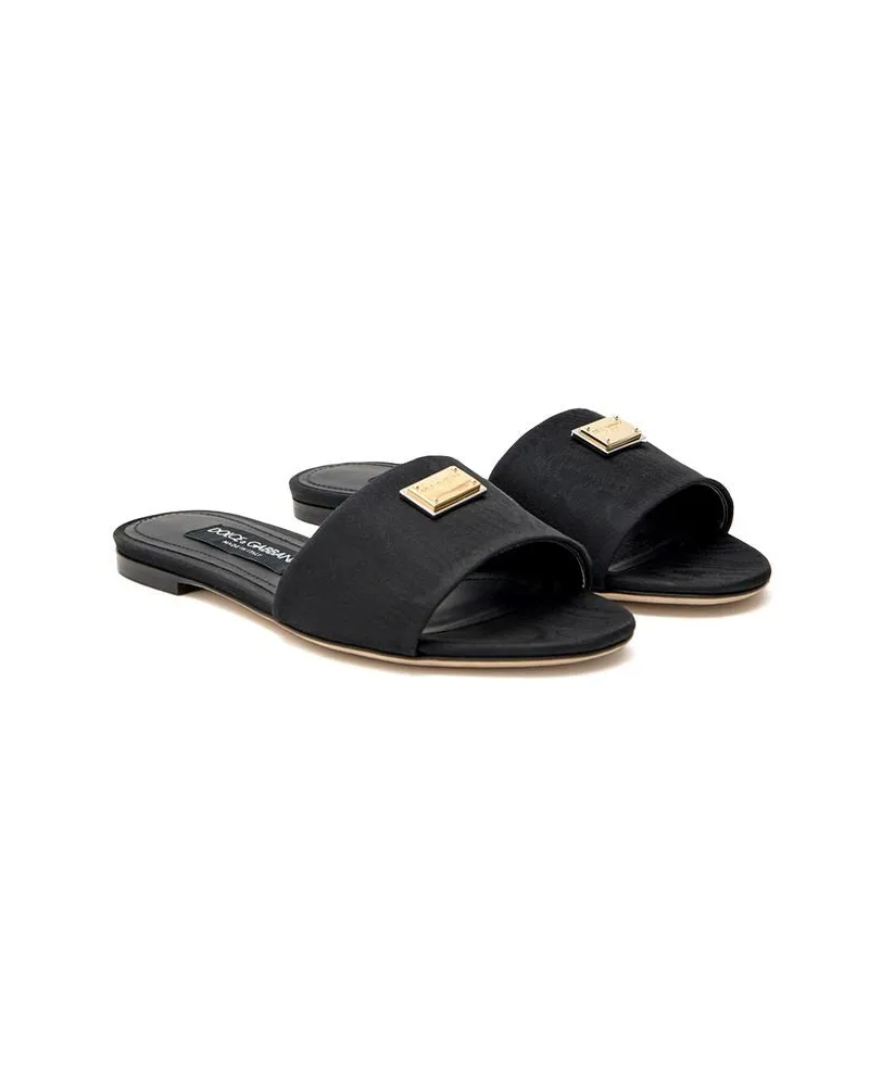 Dolce & Gabbana Women's Black Polyester Slippers Black