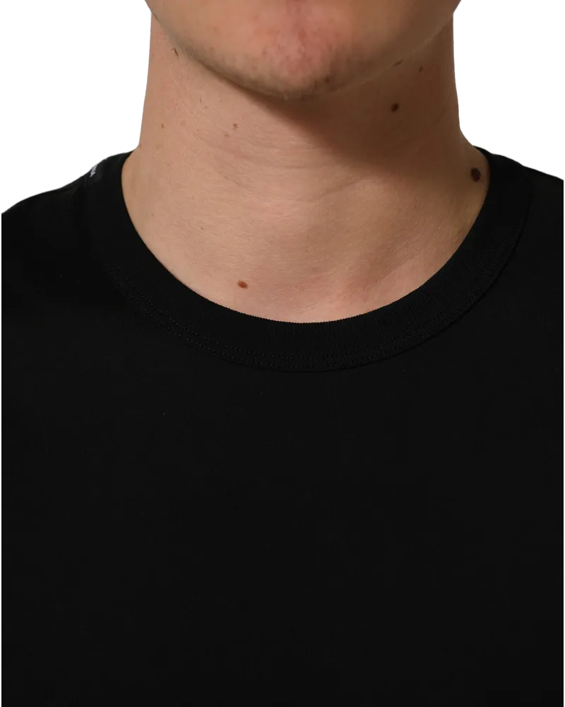 Dolce & Gabbana Men's Black Cotton Crew Neck Short Sleeve T-Shirt Black